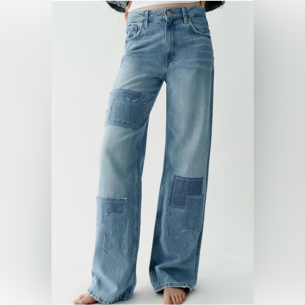 NEW ZARA MID RISE TRF SUPER WIDE LEG JEANS 27(4) INSEAM 33 TALL NWOT